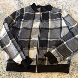 SHEIN Black and Gray Plaid Jacket